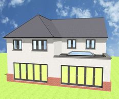 Rear of new semi-detached house plans in Ongar