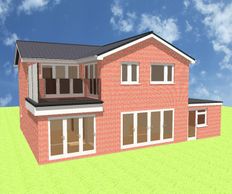 Architectural design of a flat roof extension with balcony , Purleigh