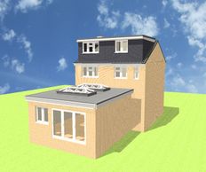 Plans for a flat roof rear extension in Moulsham, Chelmsford