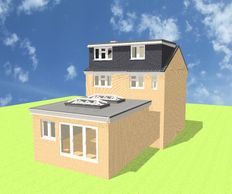 Plans for a flat roof rear extension in Moulsham, Chelmsford